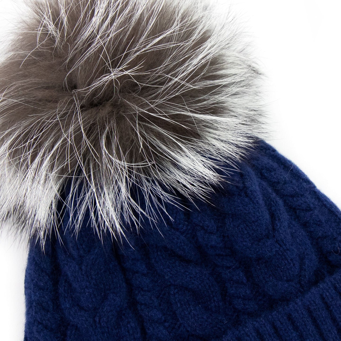 Moncler Cable Knit Pom Pom Beanie Blue