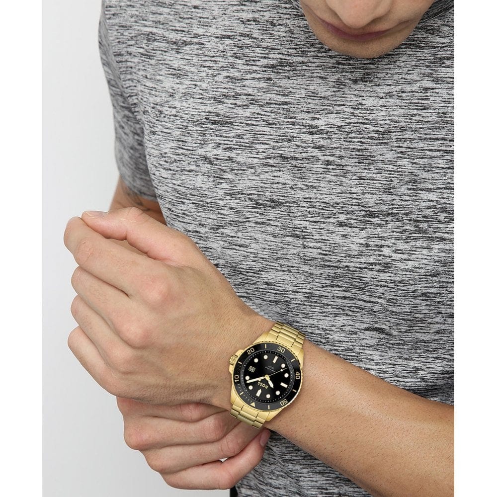 Hugo Boss Ionic Date Gold Plated Steel Watch Gold
