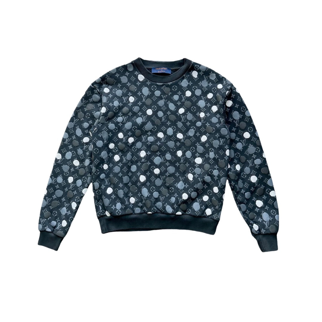 LOUIS VUITTON BLACK AND POLKA DOT CREWNECK