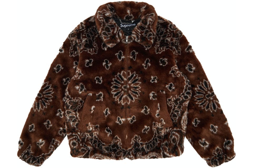SUPREME BANDANA FAUX FUR BOMBER JACKET BROWN