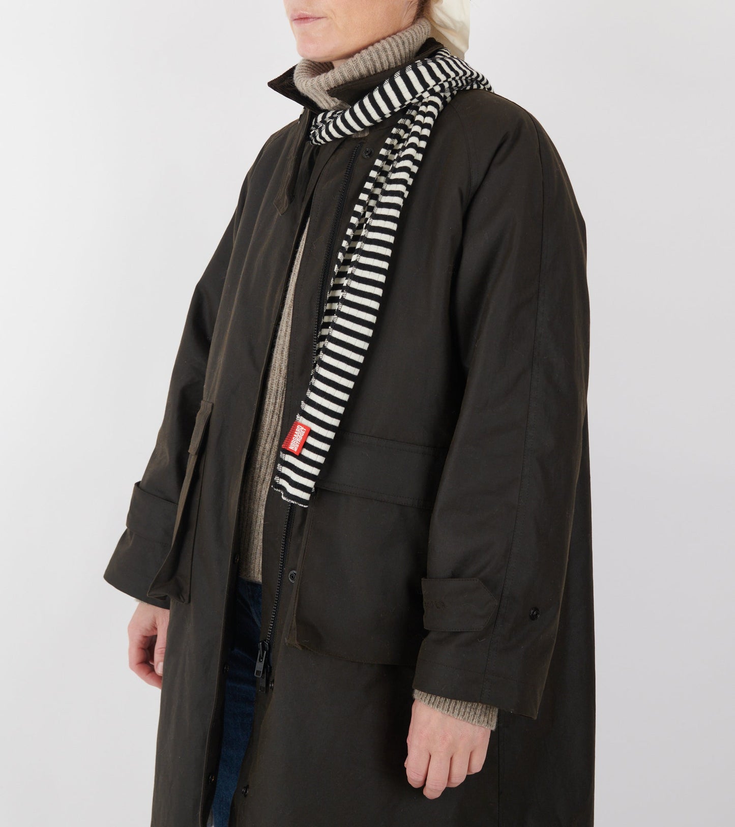 Scarf Interlock Wool Black/Ecru