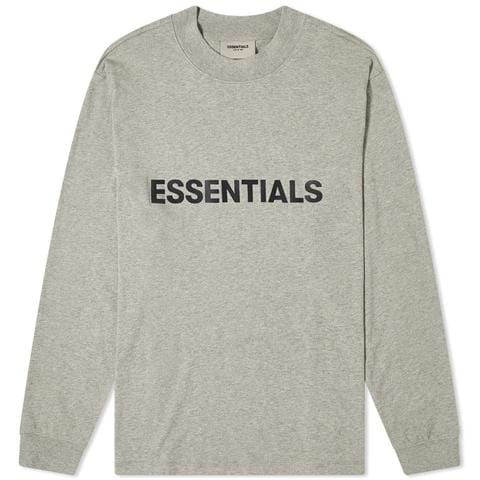 ESSENTIALS FOG LONG SLEEVE DARK HEATHER GREY