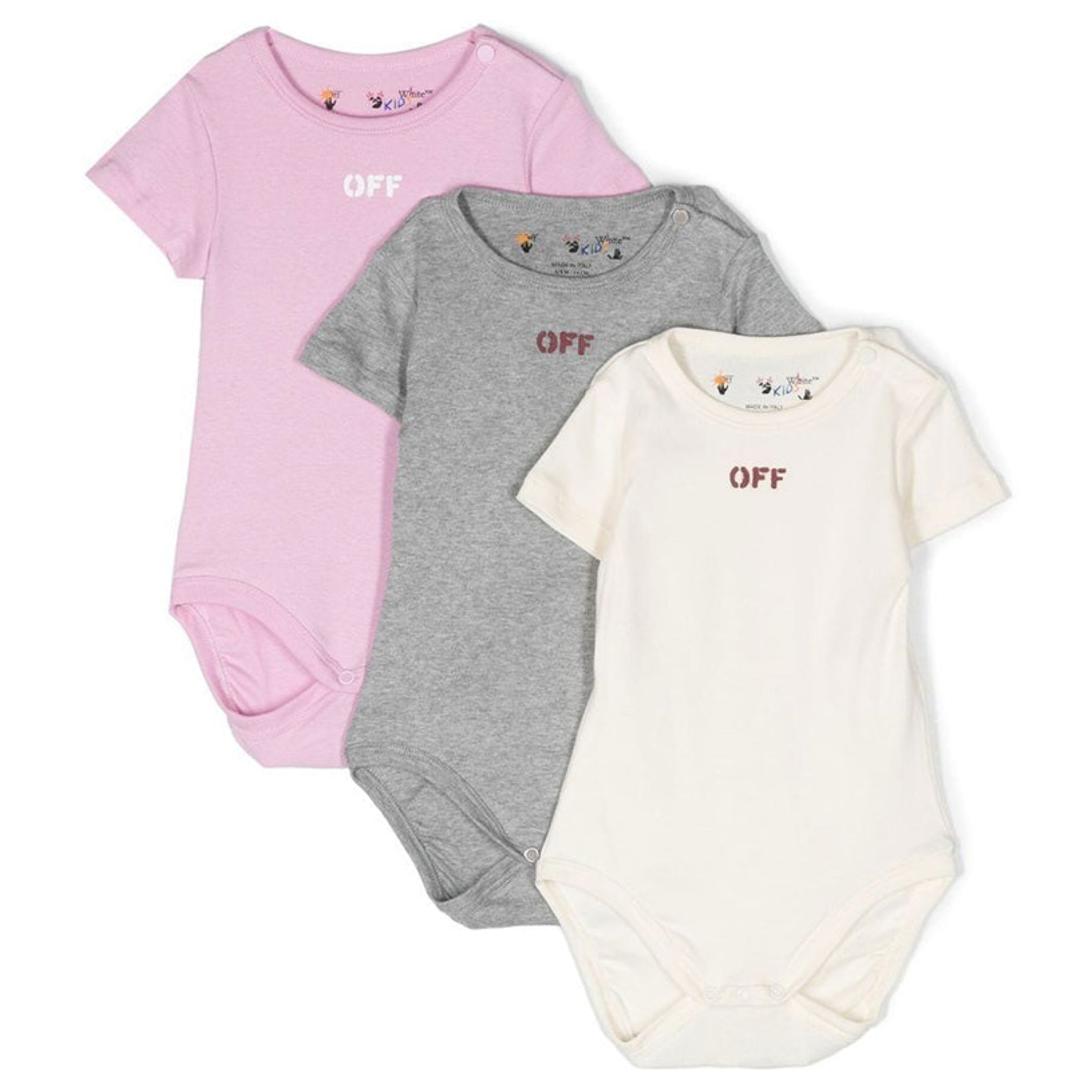 Off White Set of 3 Babygrows