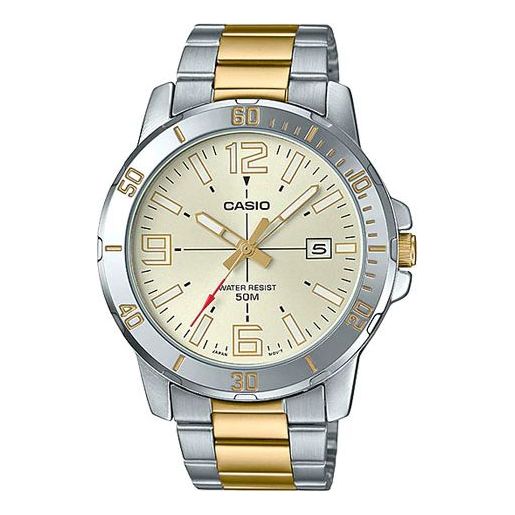 CASIO Stainless Steel Strap Quartz Waterproof Unisex Mens Light Grey Analog MTP-VD01SG-9B
