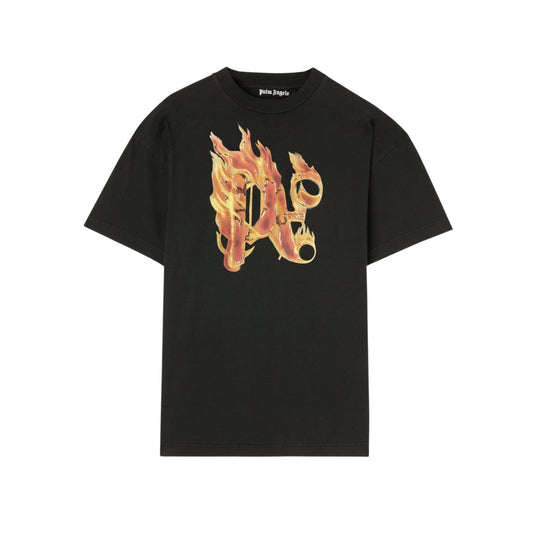 PALM ANGELS BURNING MONOGRAM T-SHIRT BLACK