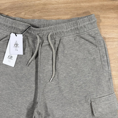 C.P. Company Light Fleece Cargo Lens Shorts in Grey Melange