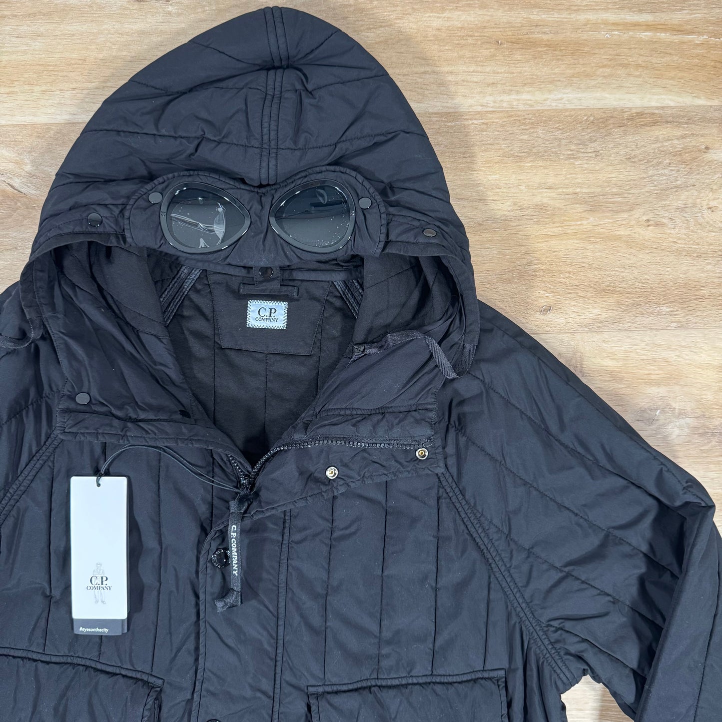 C.P. Company GD Liner Padded Goggle Jacket in Black