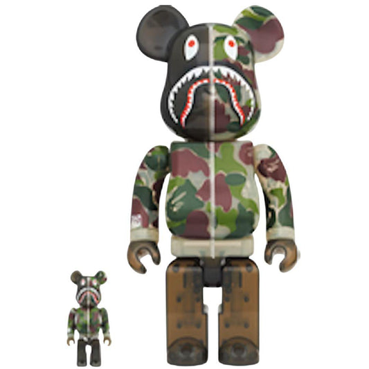 BEARBRICK X BAPE ABC CAMO SHARK 400% & 100% SET GREEN