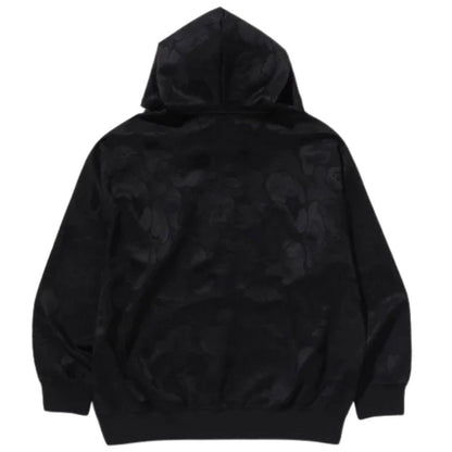 BAPE SOLID CAMO JACQUARD ONE POINT ZIP UP HOODIE BLACK