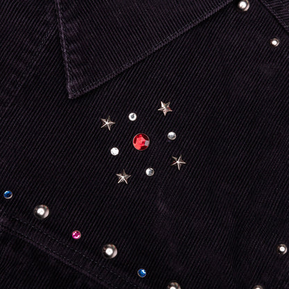 14W Corduroy Studded Jean Jacket - Black