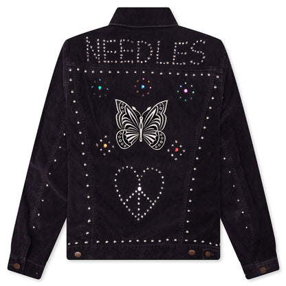 14W Corduroy Studded Jean Jacket - Black