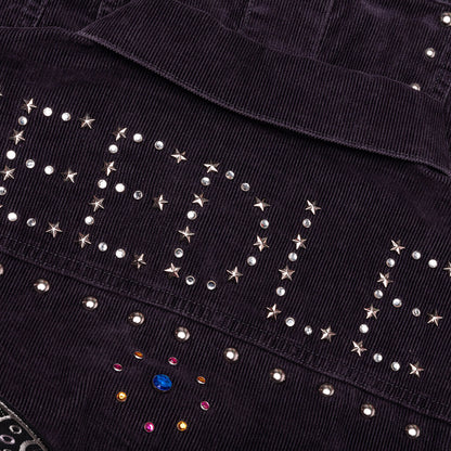 14W Corduroy Studded Jean Jacket - Black