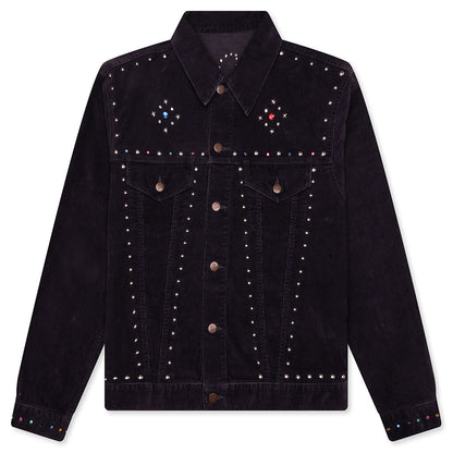 14W Corduroy Studded Jean Jacket - Black