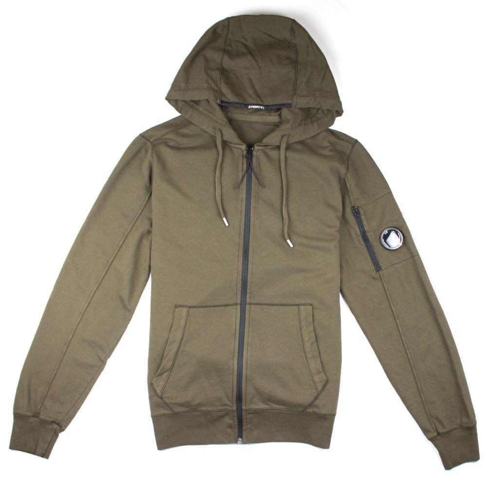 CP Company Khaki Watch Viewer Lens Hooded Zip Up Sweatshirt