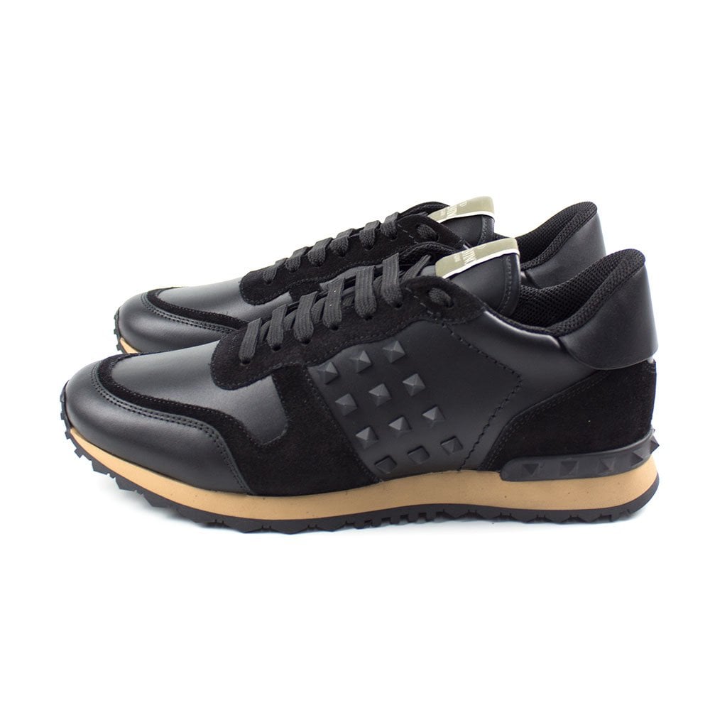 Valentino Black Tonal Side Stud Rockrunner Trainers