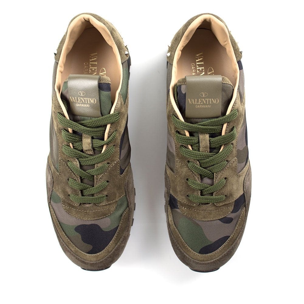 Valentino Khaki Studded Sole Rockrunner Trainers