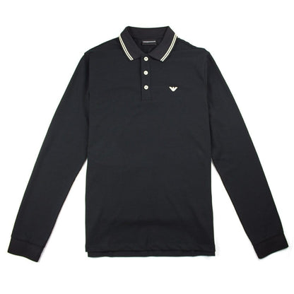 Emporio Armani Twin Tipped Long Sleeve Polo Shirt Black