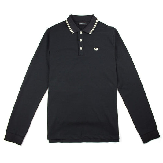 Emporio Armani Twin Tipped Long Sleeve Polo Shirt Black