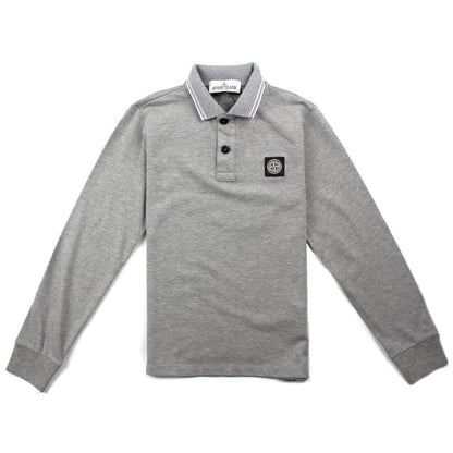 Stone Island Junior Twin Tipped Long Sleeve Polo Grey