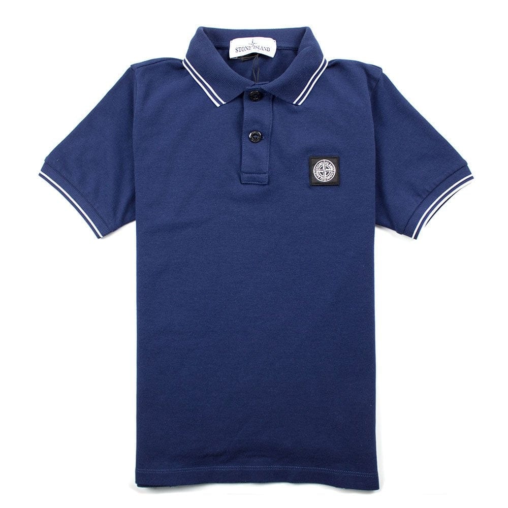 Stone Island Junior Twin Tipped Short Sleeve Polo Blue
