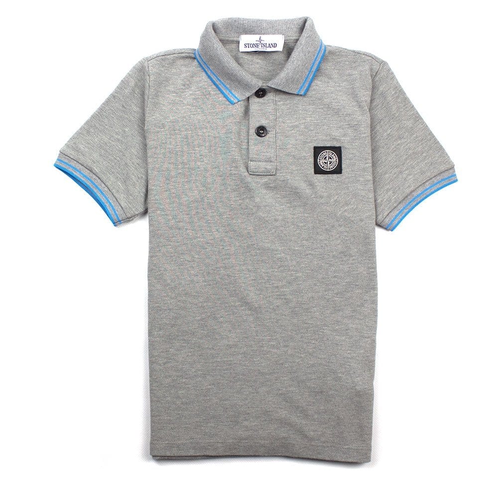 Stone Island Junior Twin Tipped Short Sleeve Polo Grey