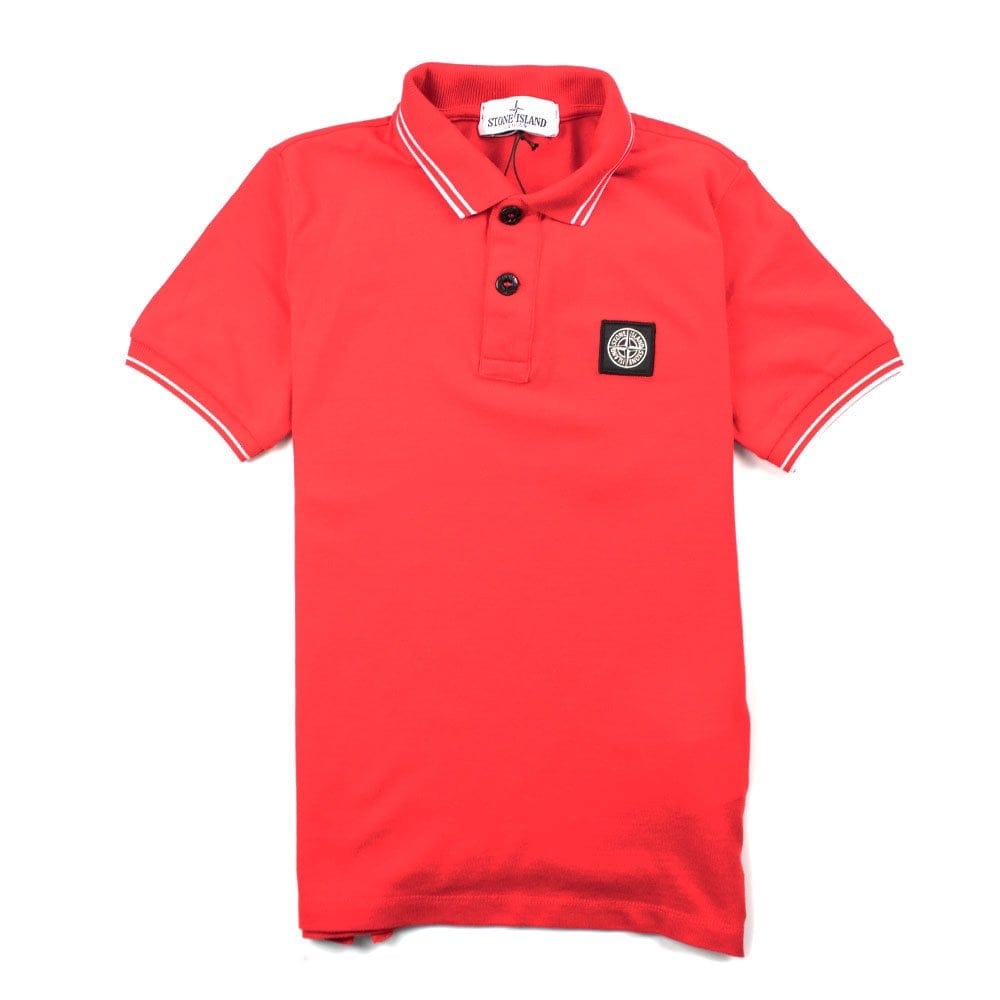Stone Island Junior Twin Tipped Short Sleeve Polo Red