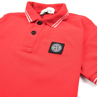 Stone Island Junior Twin Tipped Short Sleeve Polo Red