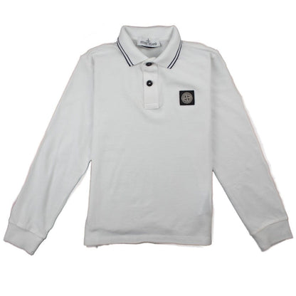 Stone Island Junior Twin Tipped Long Sleeve Polo White