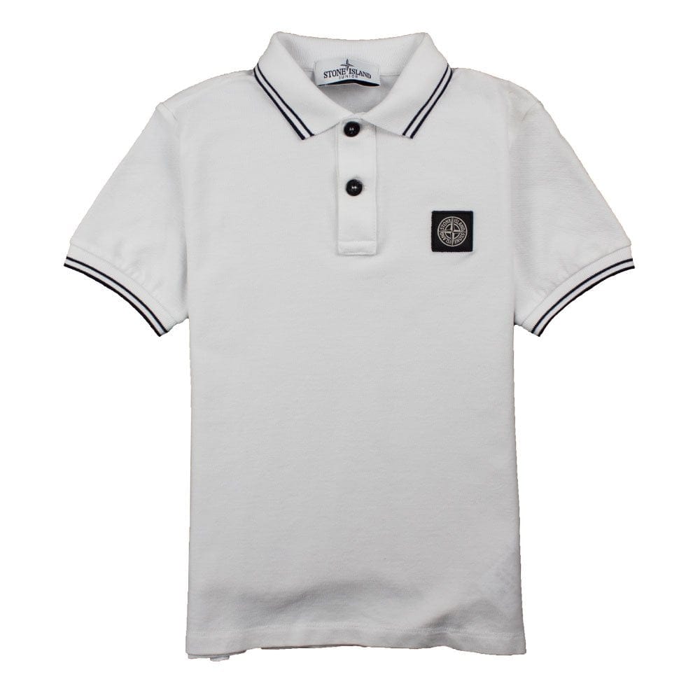 Stone Island Junior Twin Tipped Short Sleeve Polo White