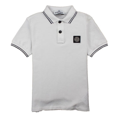 Stone Island Junior Twin Tipped Short Sleeve Polo White