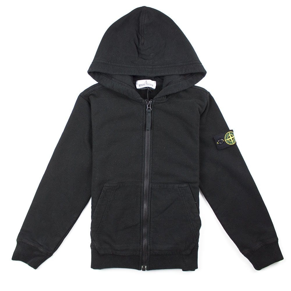 Stone Island Junior Zip Up Hoody Black
