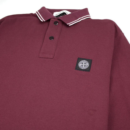 Stone Island Twin Tipped Long Sleeve Polo Burgundy/White