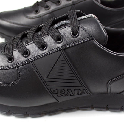 Prada Vitello Plume Leather Runner Sneakers Black