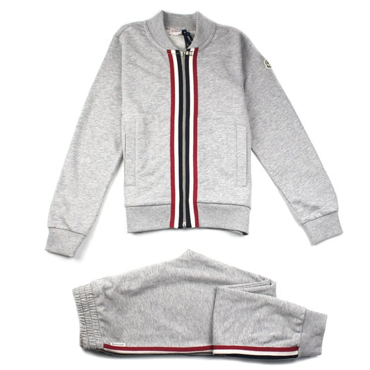 Moncler Junior Tri Zip Up Tracksuit Grey