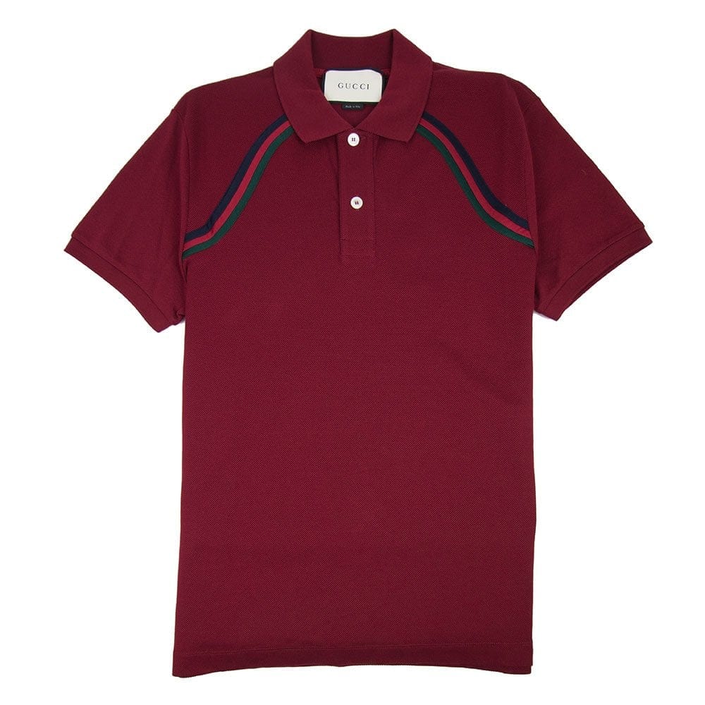 Gucci Polo Shirt With Web Dark Red