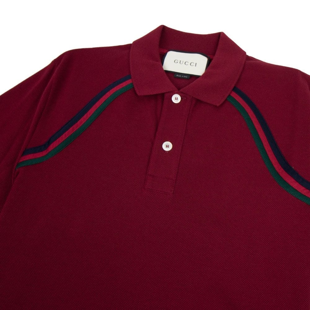 Gucci Polo Shirt With Web Dark Red