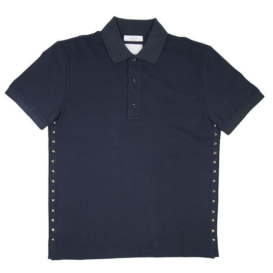Valentino Rock Stud Polo Shirt Navy Blue