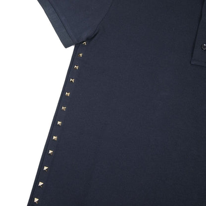Valentino Rock Stud Polo Shirt Navy Blue
