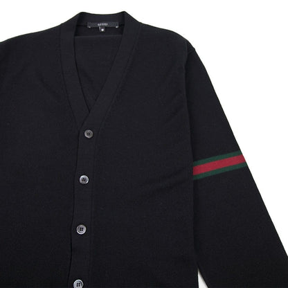 Gucci 6 Button Arm Stripe Cardigan Black