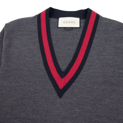 Gucci Wool V-Neck Sweater Grey