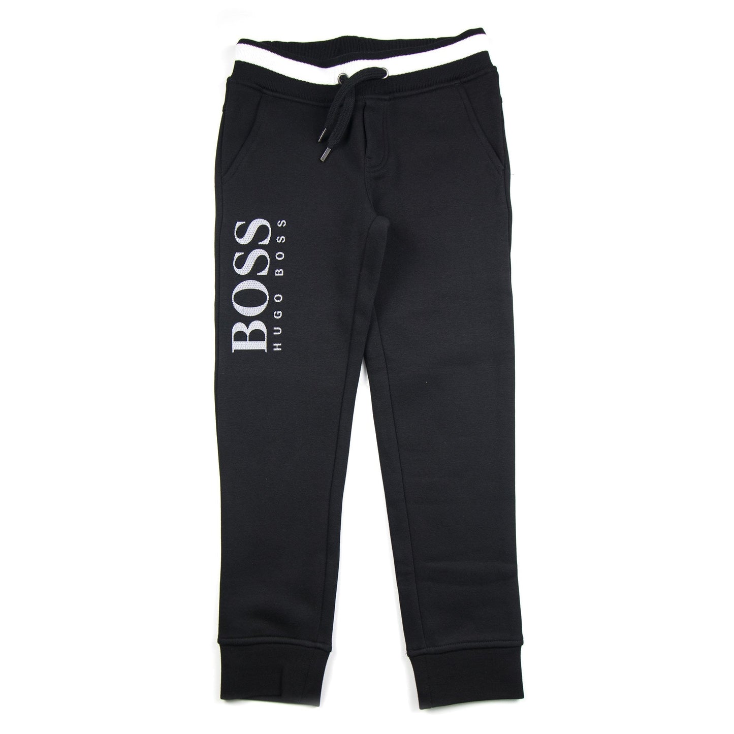 Hugo Boss Fleece Bottoms Large Leg Logo Black