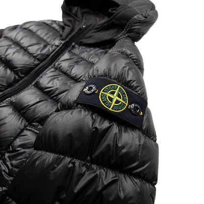 Stone Island Junior Garment Dyed Micro Yarn Down Puffa Coat Black