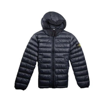 Stone Island Junior Garment Dyed Micro Yarn Down Puffa Coat Navy