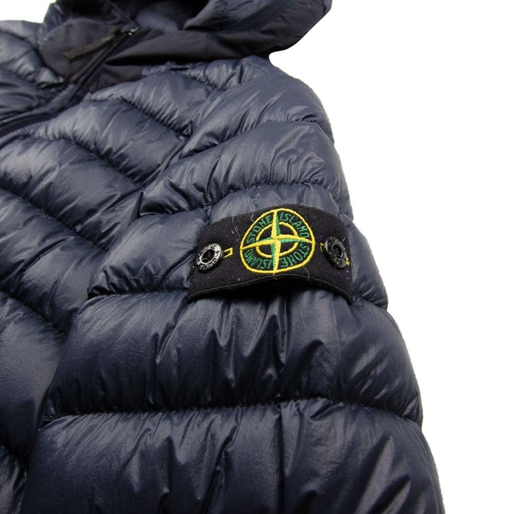Stone Island Junior Garment Dyed Micro Yarn Down Puffa Coat Navy