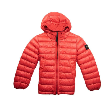 Stone Island Junior Garment Dyed Micro Yarn Down Puffa Coat Red
