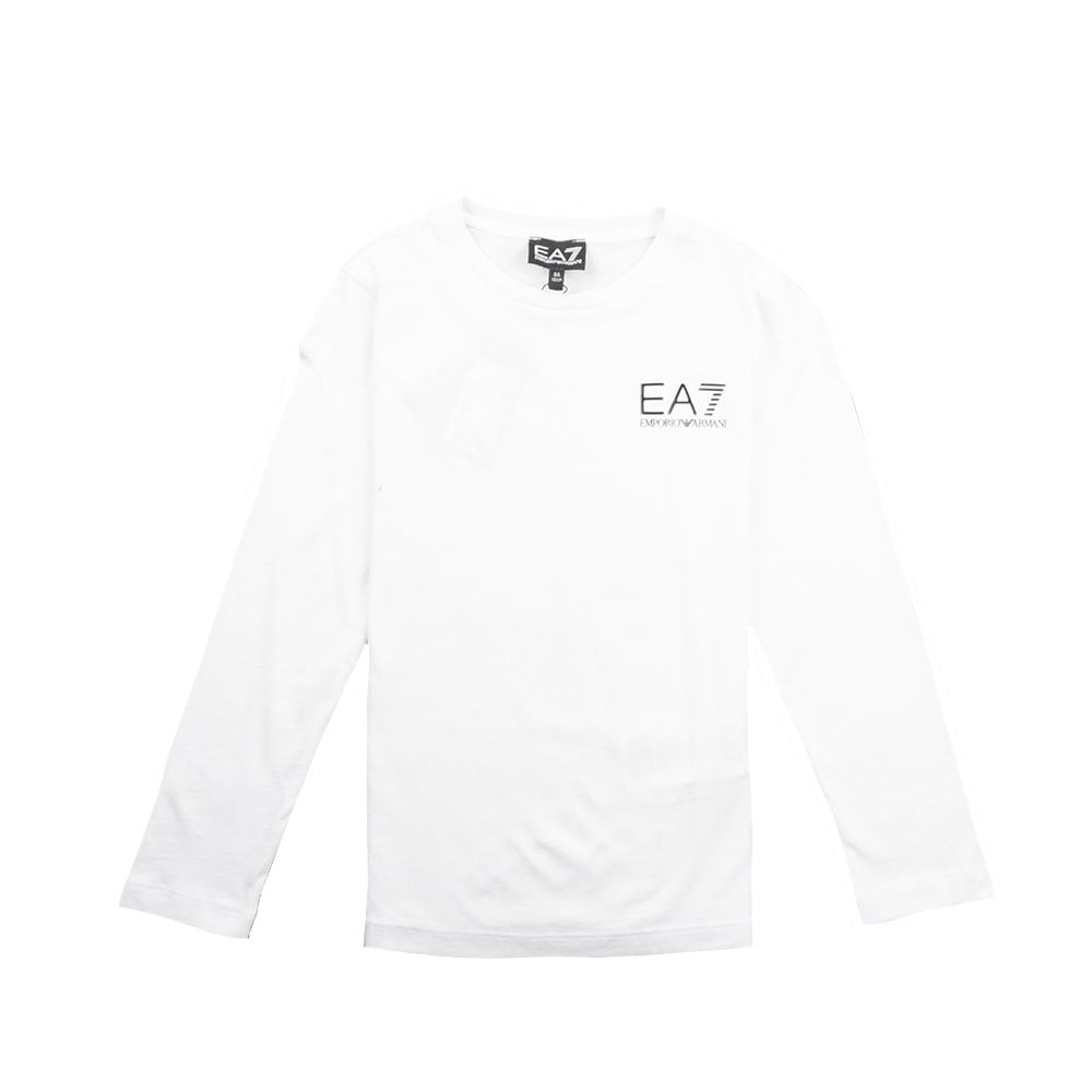 EA7 Kids Long Sleeve Chest Logo T-Shirt White