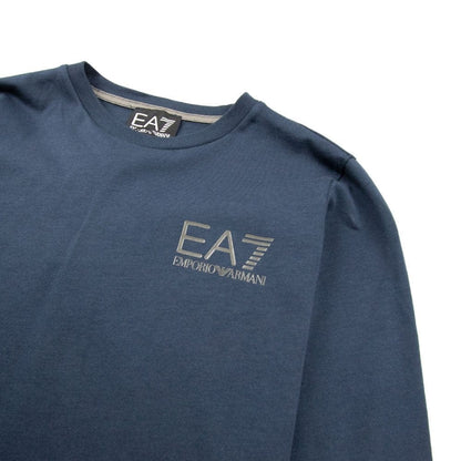 EA7 Kids Long Sleeve Chest Logo T-Shirt Navy