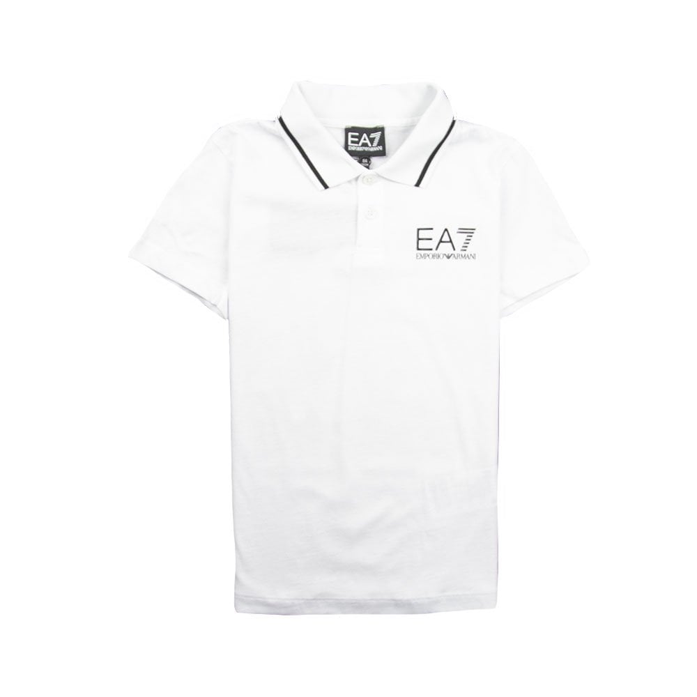 EA7 Kids Short Sleeve Polo Shirt White