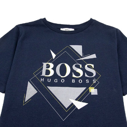 Hugo Boss Kids Geometric Logo T-Shirt Navy