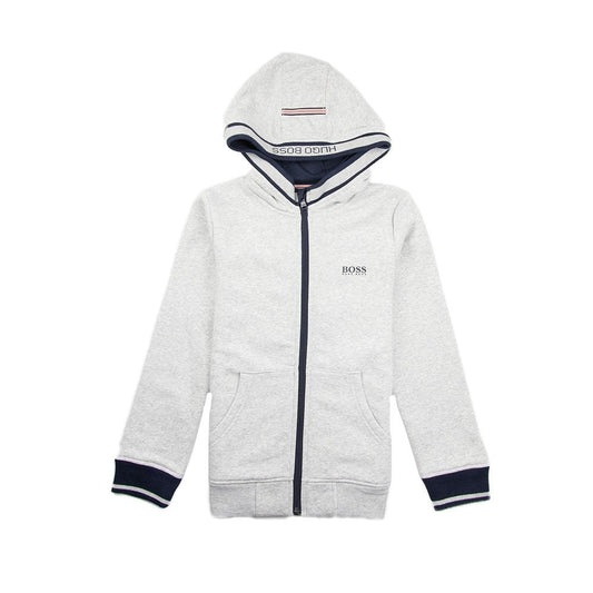 Hugo Boss Kids Fleece Hoody Light Grey